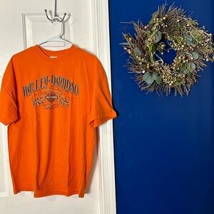 Vintage Orange Harley Davidson Grove’s Winchester, VA Short Sleeve T-Shirt Sz XL